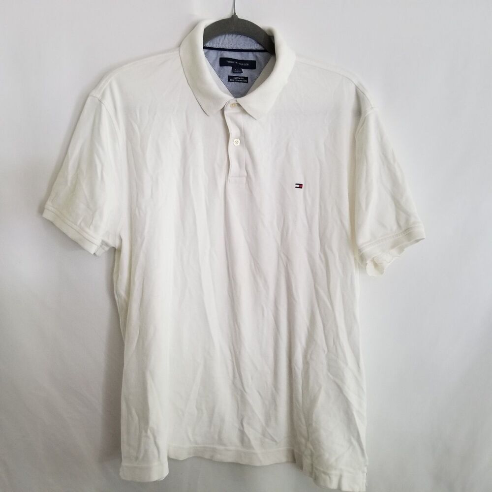 Tommy Hilfiger Polo T-Shirt Men's White Short Sleeve Size Large